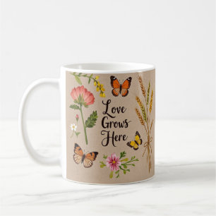Bohemian Wildflowers, butterflies, wheat stalks Coffee Mug