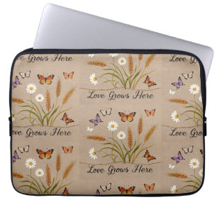 Bohemian Wildflowers, butterflies, wheat stalks Laptop Sleeve