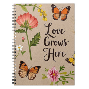 Bohemian Wildflowers, butterflies, wheat stalks Notebook