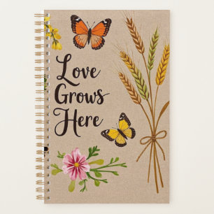 Bohemian Wildflowers, butterflies, wheat stalks Planner