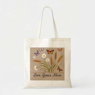 Bohemian Wildflowers, butterflies, wheat stalks Tote Bag