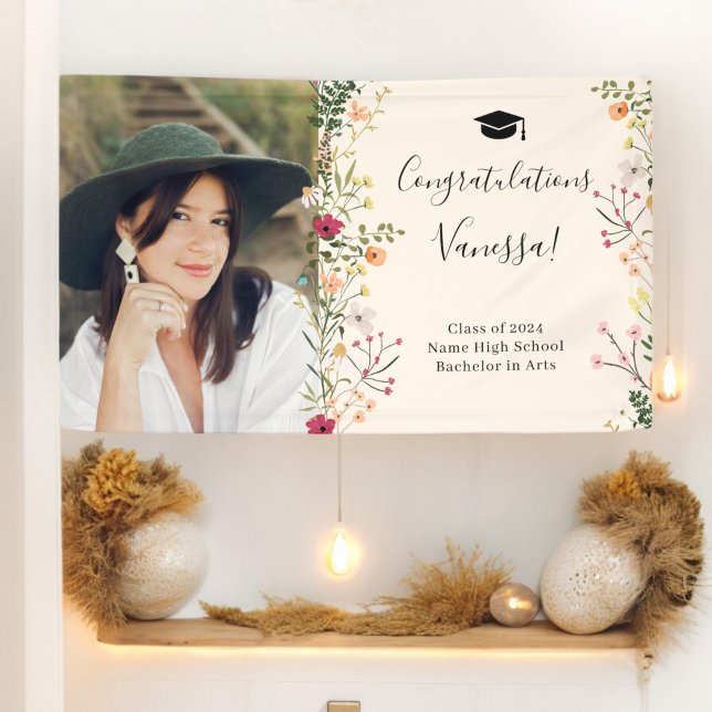 Bohemian wildflowers  congratulations graduation banner (Bohemian wildflowers congratulations graduation banner)