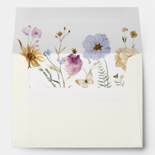 Bohemian Wildflowers Elegant Calligraphy Wedding  Envelope