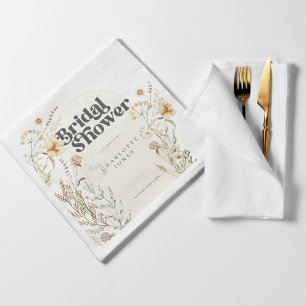 Bohemian Wildflowers Photo Arch Bridal Shower Napkin
