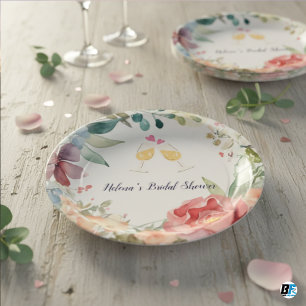 Bohemian Wildflowers Photo Arch Bridal Shower Paper Plate