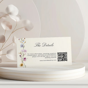 Bohemian Wildflowers QR Code Details Wedding Enclosure Card