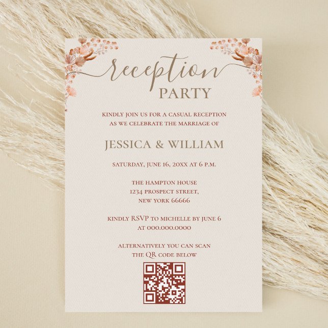 Bohemian With QR Code For Reception Party Invitation (Creator Uploaded)
