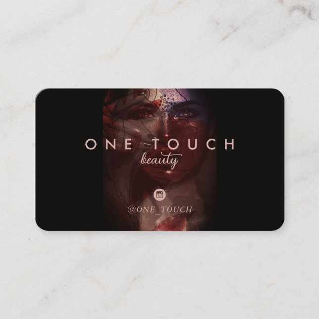 bohemian woman portrait beauty script horizontal business card (Front)