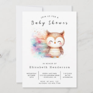 Bohemian Woods Owl Baby Shower Invitation