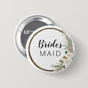 Bohemian Wreath Bridal Party Button Bridesmaid