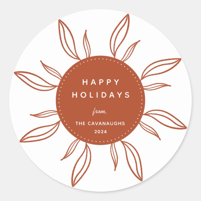 Bohemian Wreath Holiday Classic Round Sticker (Front)