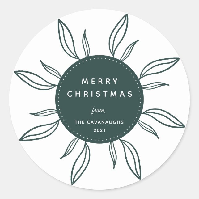 Bohemian Wreath Holiday Classic Round Sticker (Front)