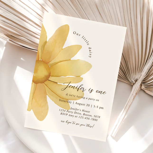 Bohemian Yellow Daisy Floral 1st Birthday Party Invitation (Creator Uploaded)