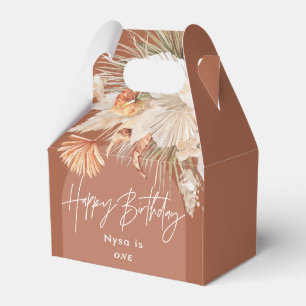 Bohenian boho rust terracotta birthday party favour box