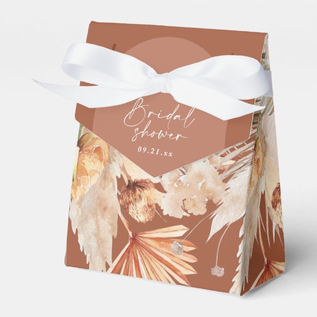 Bohenian boho rust terracotta bridal shower favour box (Front Side)