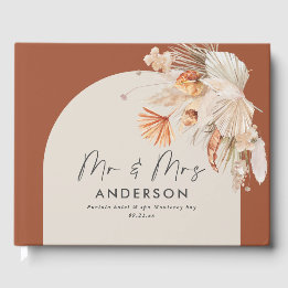 Bohenian boho rust terracotta wedding mr and mrs g guest book