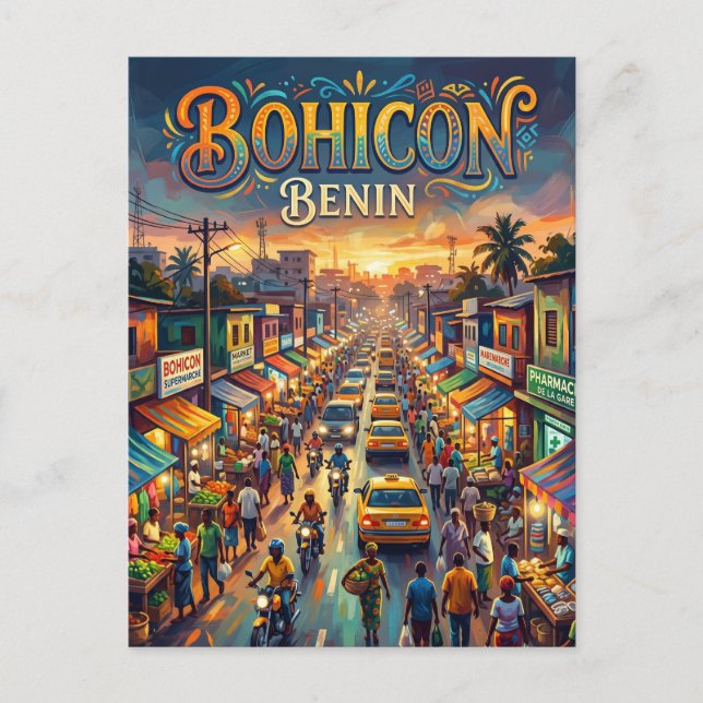 Bohicon Street Scene Benin Postcard (Front)