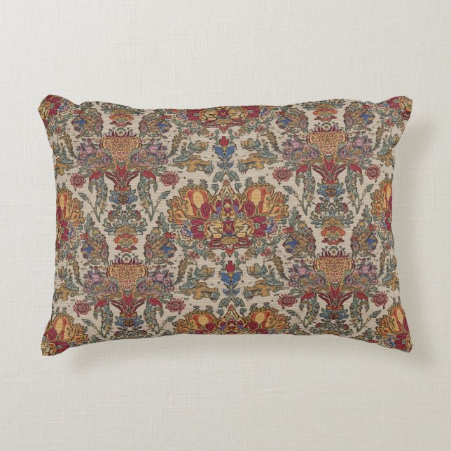 Boho 17th Century Indian Repro Pattern  Decorative Cushion (Front)