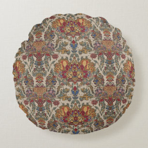 Boho 17th Century Indian Repro Pattern Round Cushion