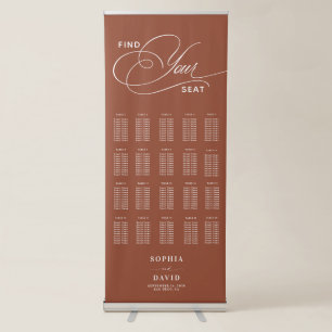 Boho  20 Table Calligraphy Wedding Seating Chart Retractable Banner