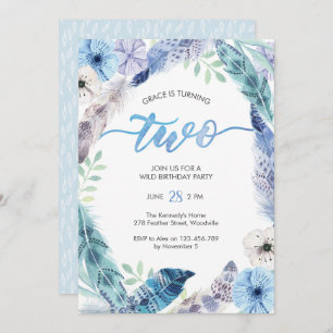 Boho 2nd Birthday party Invitation