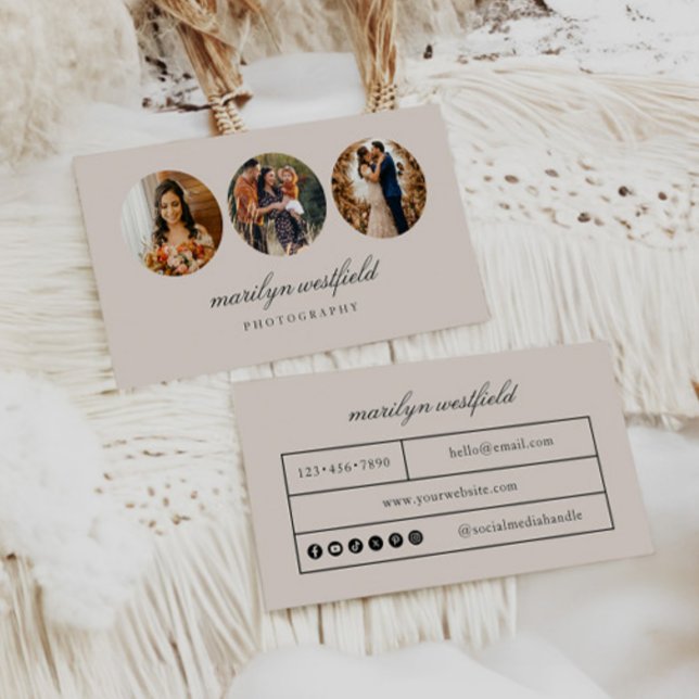 Boho 3 Photo Freelance Business Card (Creator Uploaded)
