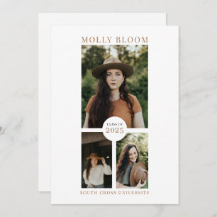 Boho 3 Photo Graduation Announcement