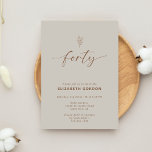 Boho 40th Birthday Terracotta Elegant Invitation<br><div class="desc">Boho terracotta brown 40th birthday invitation with simple floral design.</div>