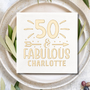 Boho 50 & Fabulous Personalised 50th Birthday Foil Napkins