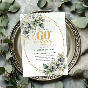 Boho 60th Birthday Botanical Green Invite