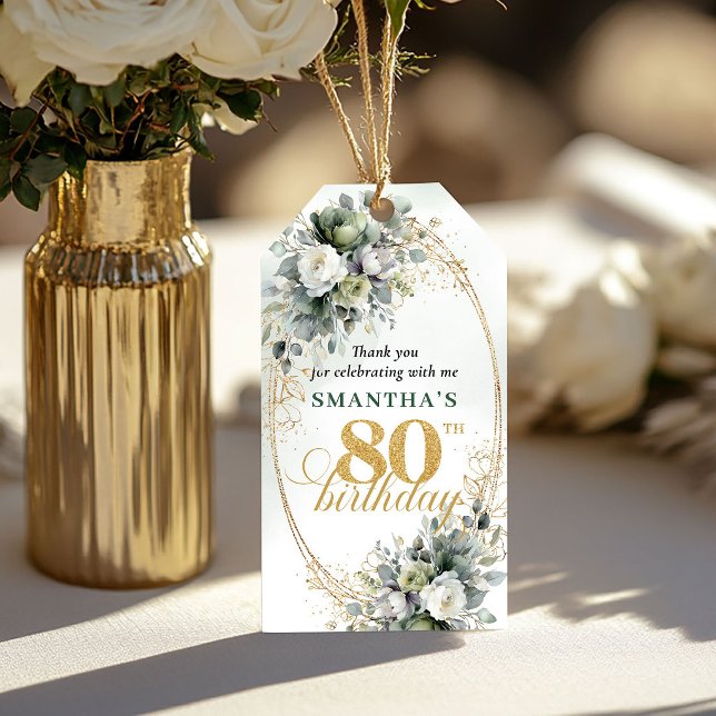 Boho 80th Birthday Botanical Green Tag (Boho 80th Birthday Botanical Green Tag

)