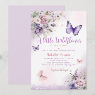 Boho A Little Butterfly Floral Girl Baby Shower Invitation