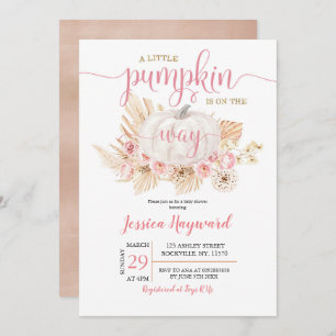 Boho A Little Pumpkin Is On The Way Baby Shower In Invitation