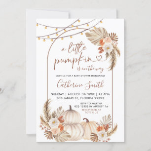 Boho A Little Pumpkin Is On The Way Baby Shower Invitation