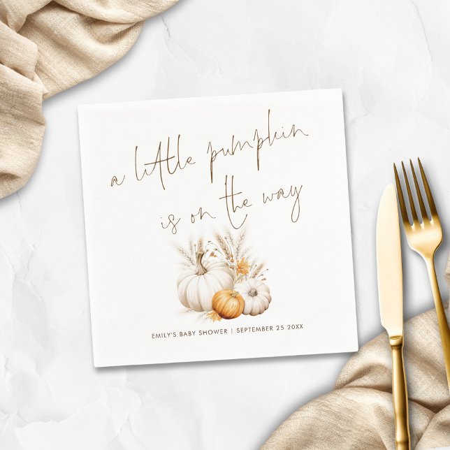 Boho A Little Pumpkin is on Way Baby Shower Napkin (Creator Uploaded)