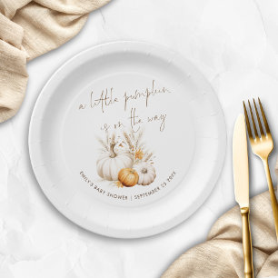 Boho A Little Pumpkin is on Way Baby Shower Paper Plate