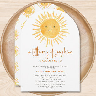 Boho A Little Ray of Sunshine Baby Shower Arch Invitation