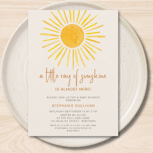 Boho A Little Ray of Sunshine Baby Shower Invitation