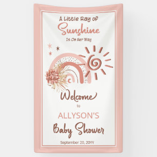 Boho A Little Ray of Sunshine Girl Baby Shower Banner