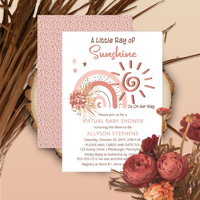 Boho A Little Ray of Sunshine Virtual Shower  Invitation (Creator Uploaded)
