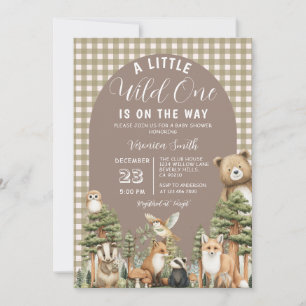 Boho A Little Wild One Baby Shower Forest Animals Invitation