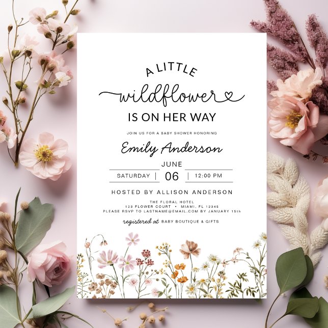 Boho A Little Wildflower Floral Baby Shower Invitation (Creator Uploaded)