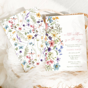 Boho A Little Wildflower Girl Baby Shower Invitation