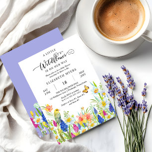 Boho A Little Wildflower Girl Floral Baby Shower Invitation
