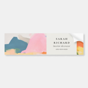 Boho Abstarct Moutain Landscape Pink Blue Orange Bumper Sticker