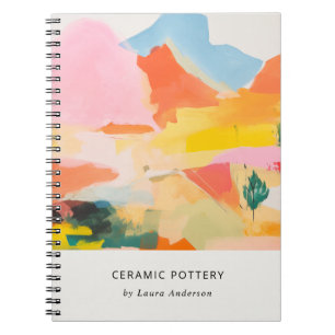 Boho Abstarct Moutain Landscape Pink Blue Orange Notebook