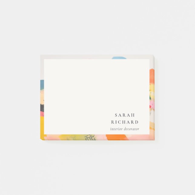 Boho Abstarct Moutain Landscape Pink Blue Orange Post-it Notes (Front)