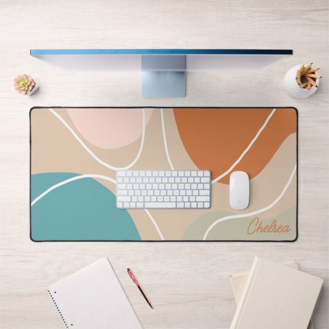 Boho Abstract Aesthetic Custom Name Desk Mat (Office 1)