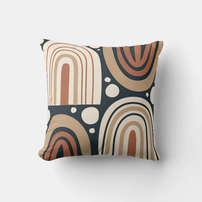 Boho Abstract Arches and Lines Throw Pillow (Front)