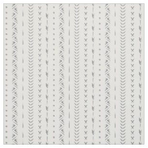 Boho Abstract Arrow Stripe Geometric White Grey  Fabric